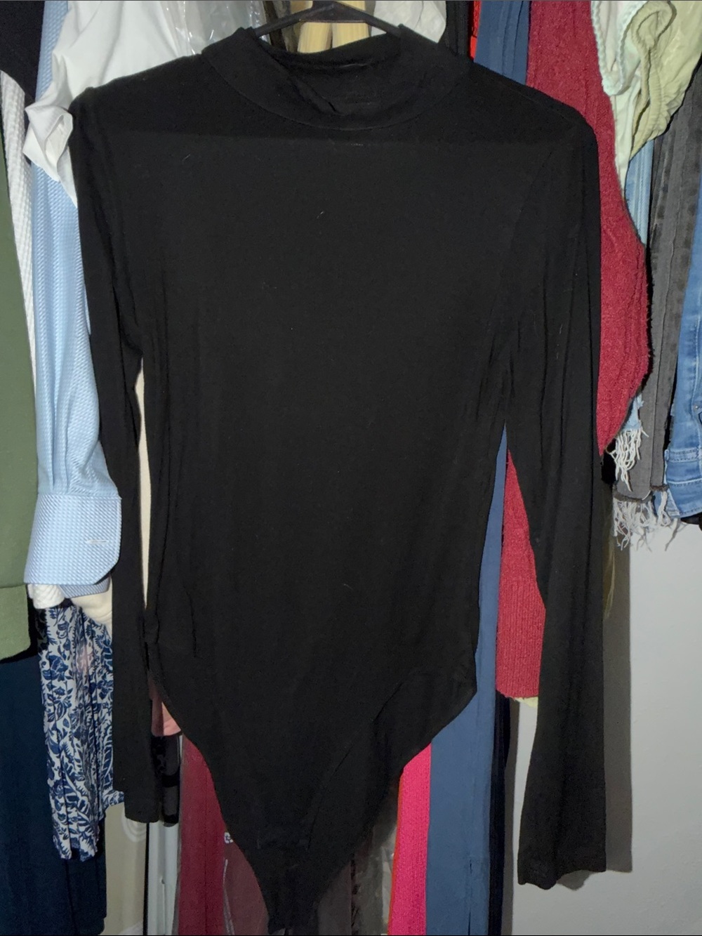Black Long-Sleeve Mock Neck Bodysuit - Women